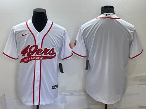 Men's San Francisco 49ers Blank White Cool Base Stitched Baseball Jersey